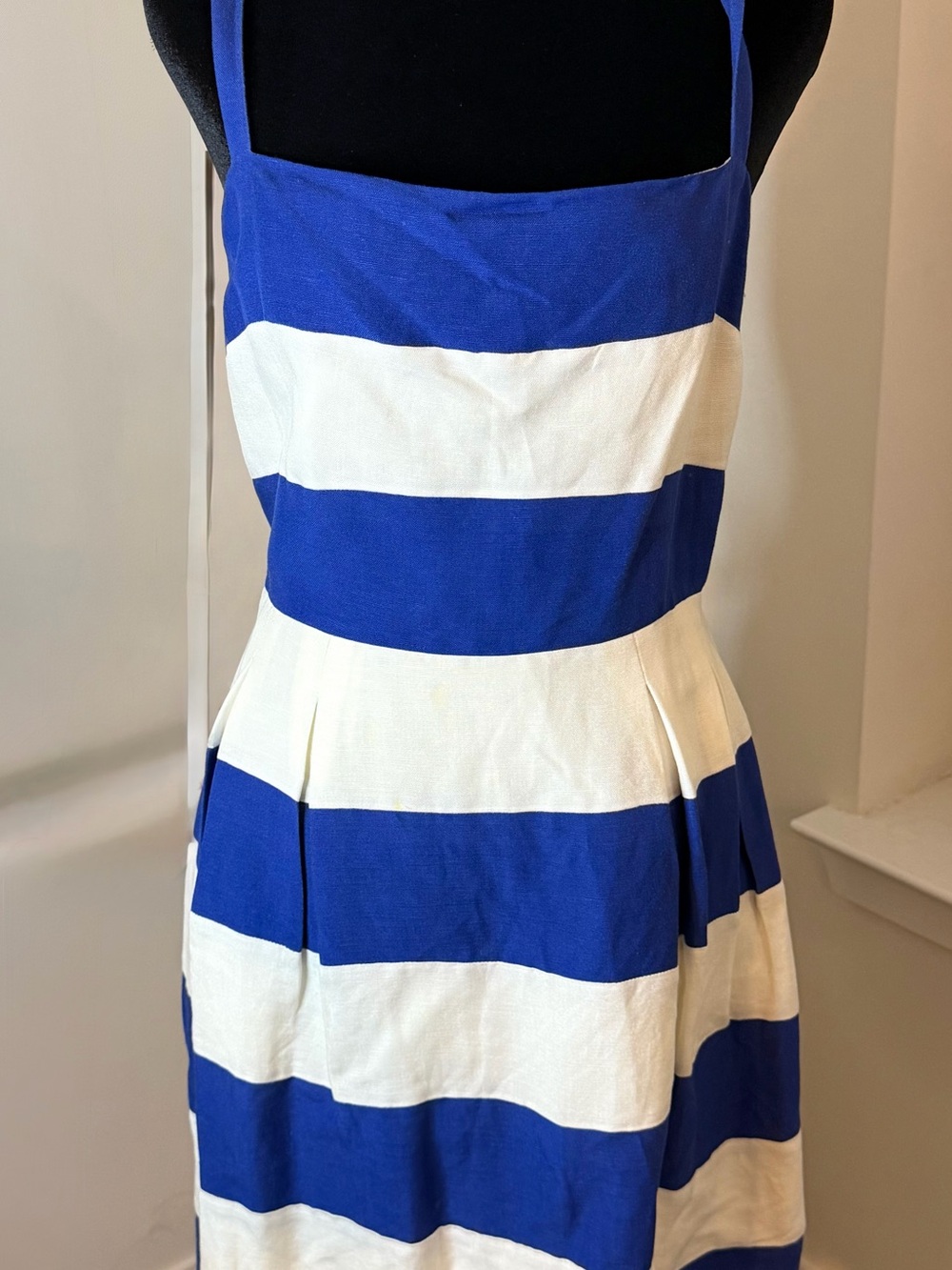 LOFT Blue White Striped Fit & Flare Dress Size 10